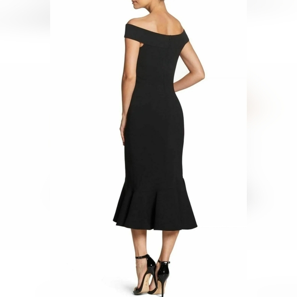 NWOT $254 DRESS THE POPULATION NATALIA OFF THE SHOULDER BLACK DRESS S - Picture 3 of 9